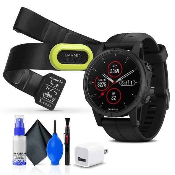 Garmin Fenix 5S Plus Sapphire Edition Multi-Sport Education GPS Watch (010-01987-02) + Garmin HRM-Pro Heart Rate Monitor + USB Power Cube + Temizlik setleri ürün görseli 1