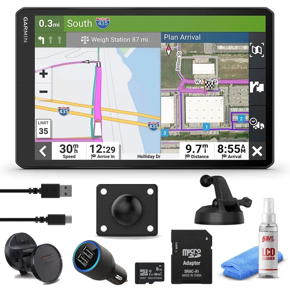 Garmin Dezl OTR810, Ekstra-Large, Easy-to-Read 8" GPS Truck Navigator, Pri Truck Routing, Birdseye Uydu Imagery with 8GB Micro SD Card, USB Car adaptörü & 6Ave Temizlik Kit ürün görseli 1