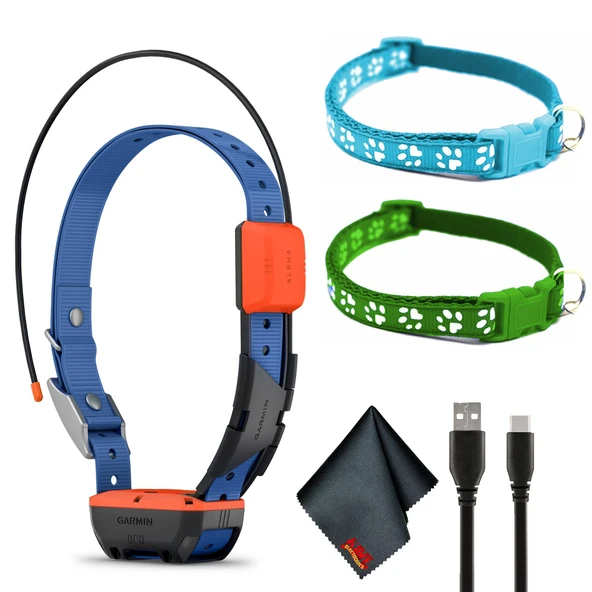 Garmin Alpha T20 GPS Köpek İzleme Collar, Konum Tracker Collar with Multicolor Led Beacons and Universal Dimension Sche with Green and Blue Collars with Temizlik Kumaş ürün görseli 1