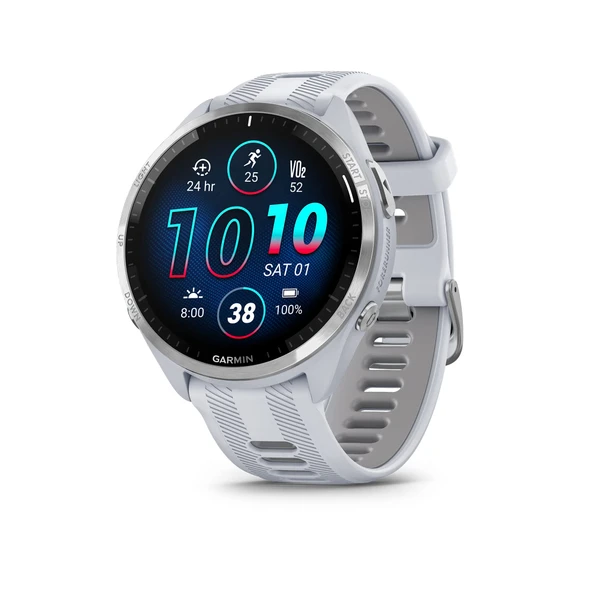 Garmin Forerunner® 965 Smartwatch, Renkli AMOLED Ekran, Eğitim Metrikleri ve Kurtarma İçgörüleri, Whitestone ve Toz Gray Gray ürün görseli 1