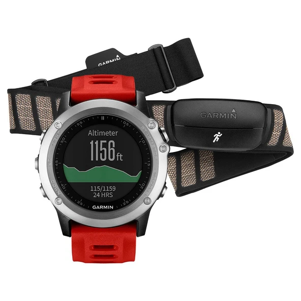 Garmin Fenix 3 Multisport Education GPS Watch Sche, Red w/HRM-Run Monitor 010-01338-15 ürün görseli 1