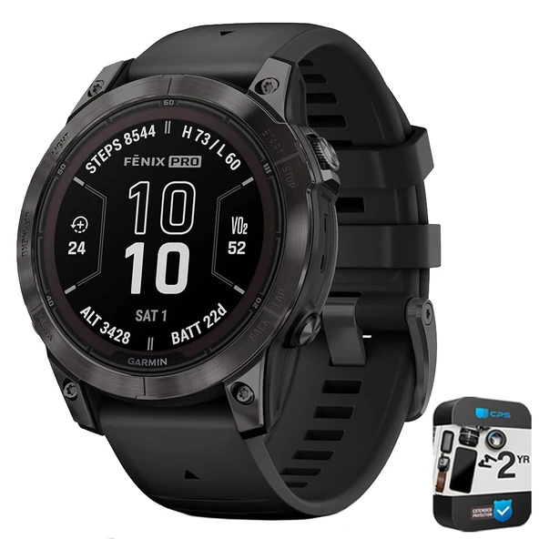 Garmin Fenix 7 Pro Sapphire Solar, GPS Smartwatch, Yapılı Flashlight (Black) Sche ile 2 Yıl Geliştirilen Koruma Paketi ürün görseli 1