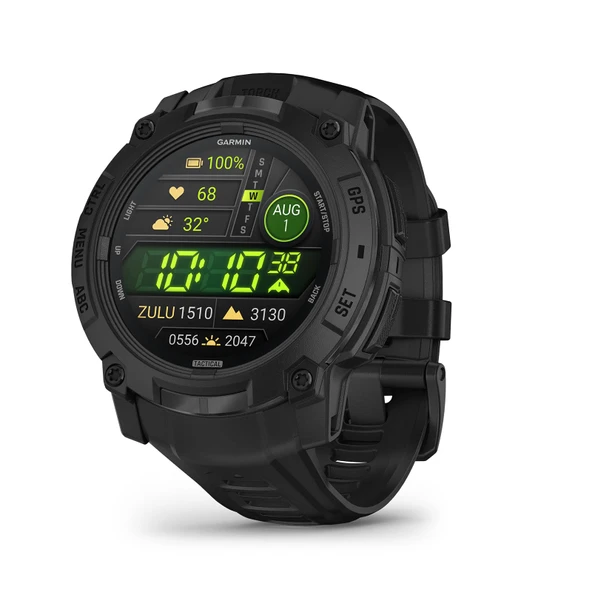 Garmin Instinct 3 Taktik 50 mm AMOLED - GPS çoklu spor akıllı saat, 1,3" AMOLED ekran, 24 güne kadar pil ömrü, 80'den fazla spor uygulaması, taktik işlevler, çoklu uydu alımı, LED el feneri ürün görseli 1