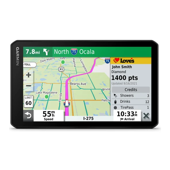 Garmin dhinozlCamTM OTR710, Büyük, Easy-to-Read 7" GPS Truck Navigator, built-in Dash Cam, Otomatik Olay Tespiti, Özel Kamyon Routing, High-Resolution Birdseye Uydu Imagery ürün görseli 1