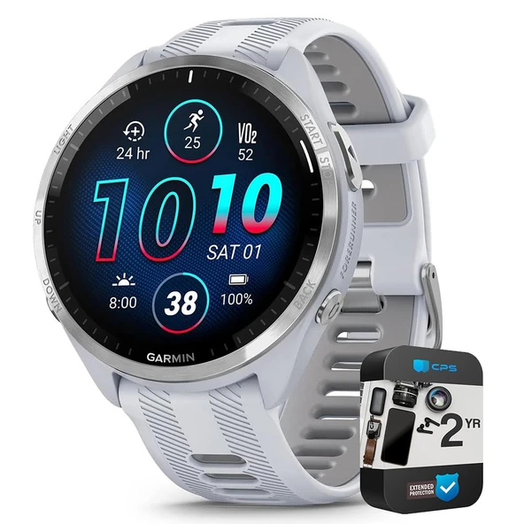 Garmin 010-02809-01 Forerunner 965 Smartwatch Whitestone ve Toz Gray | Resmi ABD Ortak Modeli | Sche with 2 YR CPS Advancedd Protection Pack ürün görseli 1