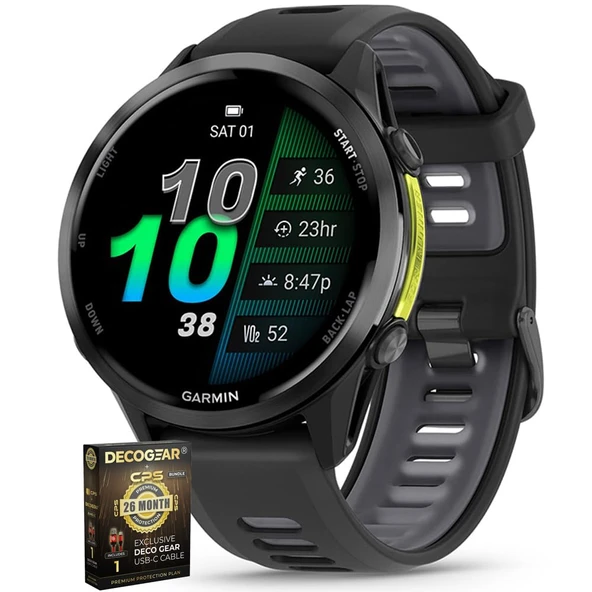 Garmin 010-02969-00 Forerunner 970 GPS Smartwatch Carbon Gray DLC Titanyum ve Black Band Sche ile CPS Exclusive 26 Ay Koruma Paketi (BEACH-CPS-26M1000ATV) ürün görseli 1