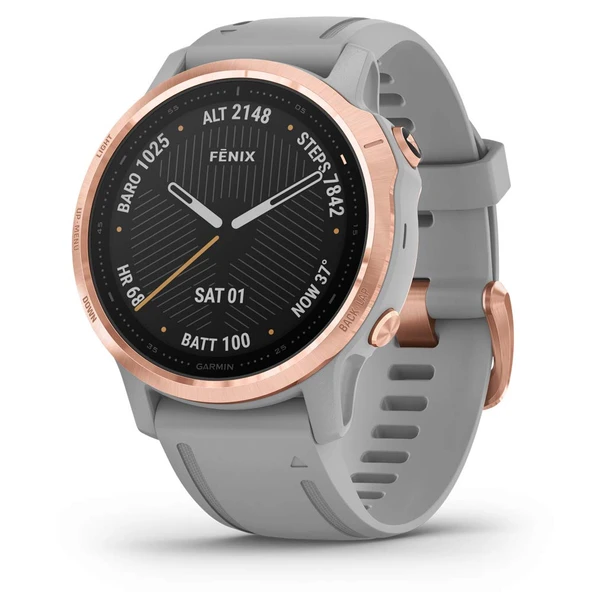 Garmin Fenix 6S Sapphire, Premium Multisport GPS Watch, Smaller-Sized, Özellikler Mapping, Music, Grade-Adjusted Pace Rehberlik ve Pulse Ox Sensörleri, Rose Gold with Gray Band ürün görseli 1