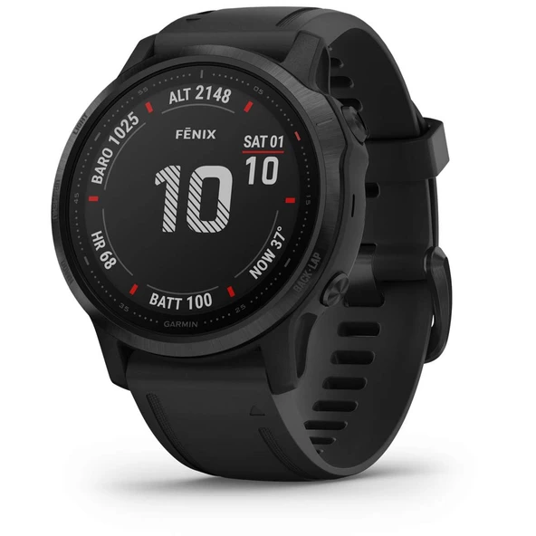 Garmin Fenix ​​6S Pro, Premium Çoklu Spor GPS Saati, Daha Küçük Boyutlu, Özellikler Haritalama, Müzik, Eğim Ayarlı Hız Rehberi ve Nabız Oksimetreleri, Siyah ürün görseli 1