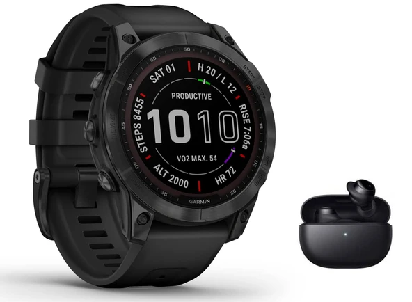 Garmin Fenix ​​​​7 Sapphire Solar GPS çoklu spor akıllı saat dokunmatik ekranı - DLC Titan - müzik çalar - navigasyon - siyah/siyah 010-02540-35 dahil. Bluetooth kulaklık ürün görseli 1