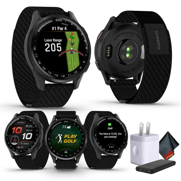 Garmin Approach S50 Advanced Golf Watch with GPS, AMOLED Ekran, On-, Özellikler, Spor ve Fitness Smartwatch, Slate alüminyum Bezel with Black Comfort Fit ürün görseli 1
