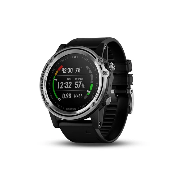 Garmin Descent Mk1, Watch-Sized Dive Computer with Surface GPS, Fitness Özellikleri içerir, Black Band ile Gümüş ürün görseli 1