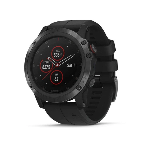 Garmin fhinonix 5X Plus, Ultimate Multisport GPS Smartwatch, Özellikler Renk Topo Haritalar ve Pulse Ox, Kalp İzleme, Müzik ve Pay, Black Band ürün görseli 1
