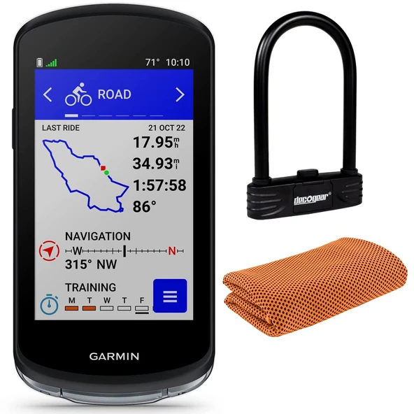 Garmin 010-02503-10 Edge 1040 Bisiklet GPS Hızlı/Cadence Sensör ve HRM-Dual Monitor Sche ile Deco Gear Heavy Duty Kombine U-Lock + Workout Soğutma Spor Havlusu ürün görseli 1