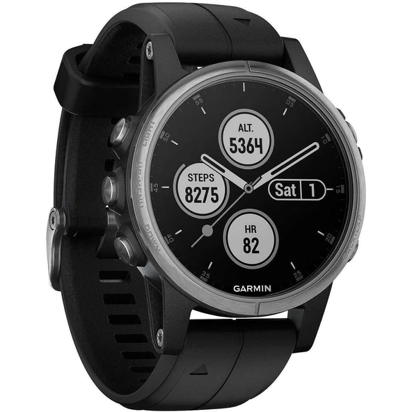 Garmin fenix 5S Plus Black çoklu spor akıllı saat - Avrupa haritası, müzik çalar, temassız ödeme, 42 mm, siyah ürün görseli 1