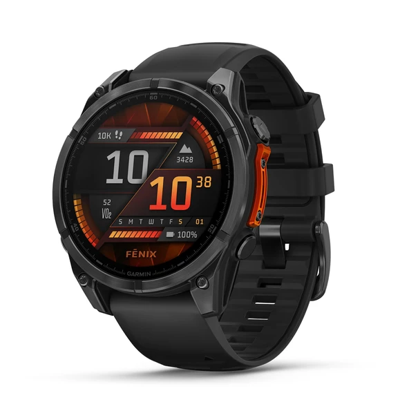 Garmin fēnix 8 47mm – çoklu spor akıllı saat, 1,4" AMOLED dokunmatik/düğme ekran, 16 güne kadar pil ömrü, 80'den fazla spor/dış mekan uygulaması, TOPO haritaları, EKG, telefon, müzik, el feneri ürün görseli 1