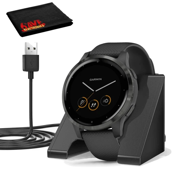 Garmin vivo 4S GPS Smartwatch (40mm,Slate/Black Band) Şarj Base Spotify, Music, Pay, Body Watch ve More More ürün görseli 1