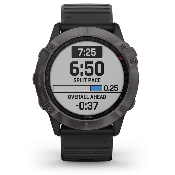 Garmin 010-02157-10 Fenix 6X Sapphire, Premium Multisport GPS Watch, Özellikler Mapping, Music, Grade-Adjusted Pace Rehberlik ve Pulse Ox Sensörleri, Black Band ile Dark Gray ürün görseli 1