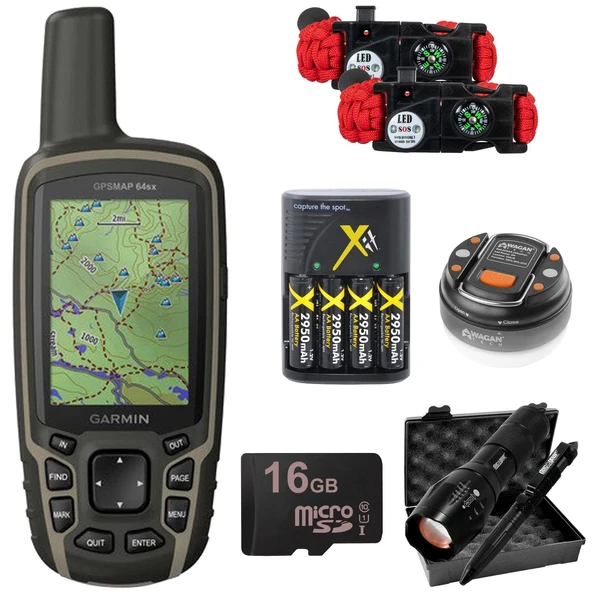 Garmin GPSMAP 64sx el GPS (010-02258-10) Deco Gear 16GB Camping & Hiking Aksesuarları Kit ürün görseli 1