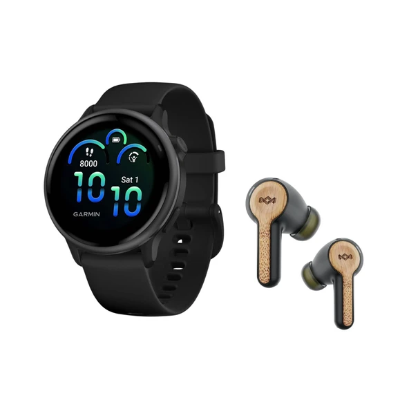 Garmin vivo 6 GPS Smartwatch (Slate with Black Band) Sche with House of Marley Rebel True Wireless Earbuds ürün görseli 1