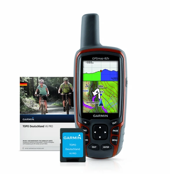 Garmin GPS cihazı GPS haritası 62s + Topo Almanya V6 Pro Paketi Microsd, siyah, 020-00174-02 ürün görseli 1
