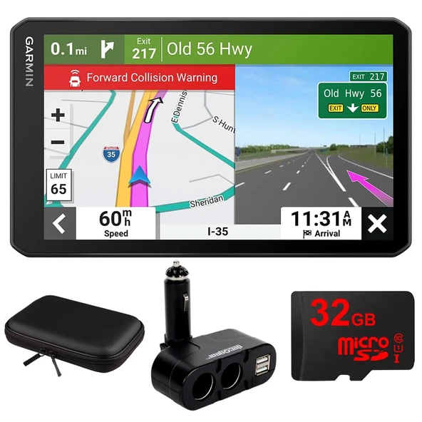 Garmin 010-02727-00 dezlCam OTR710 Easy-to-Read 7inch GPS Truck Navigator Built-in Dash Cam Sche ile Deco Gear Hard Shell Case, Electronic Multi function Car Soket ve 32GB MicroSD Memory Card ürün görseli 1