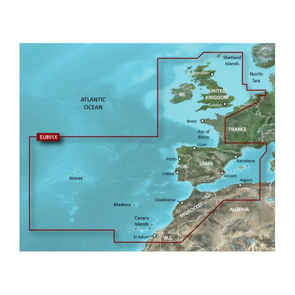 Garmin Bluechart G2 - HXEU801X - Avrupa N/W Atlantik ve Iberian Yarımadası - MicroSD /SD ürün görseli 1