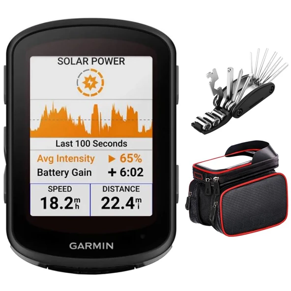 Garmin 010-02694-20 Edge 540 Solar, Compact GPS Bisiklet Bilgisayar, Device Only Sche with Deco Gear 16-in-1 Multi-Function Bisiklet Mekanik Tamir Alet Kit & Deco Essentials ürün görseli 1