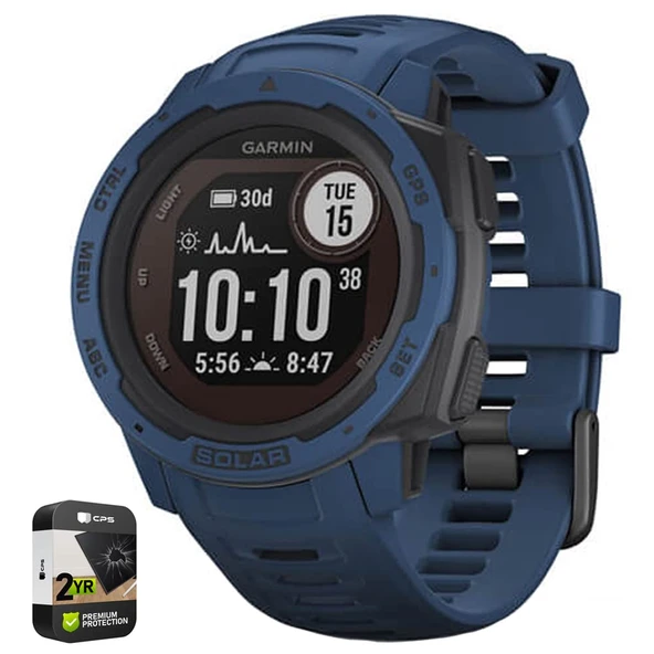 Garmin 010-02293-11 Instinct Solar Rugged Outdoor Watch with GPS Tidal Blue Sche with Premium 2 YR CPS Geliştirilmiş Koruma Paketi ürün görseli 1
