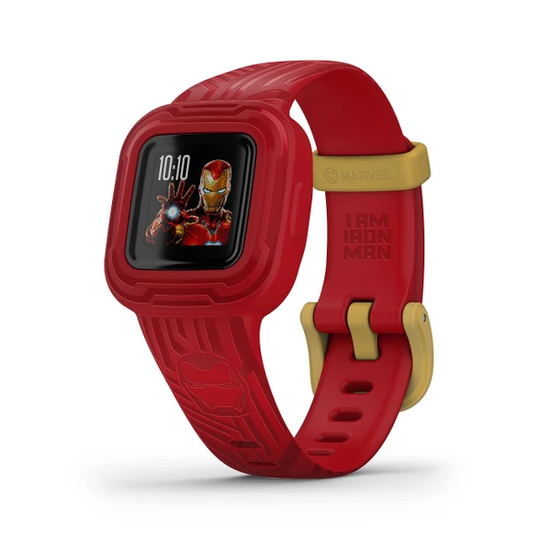 Garmin vivofit jr. 3 Marvel Iron Man - 4 yaş ve üzeri çocuklar için su geçirmez dijital aktivite takip cihazı, adımsayar, 1,4 cm geniş ekran, acil durum bağlantısı, 1 yıla kadar pil ömrü, test ürün görseli 1