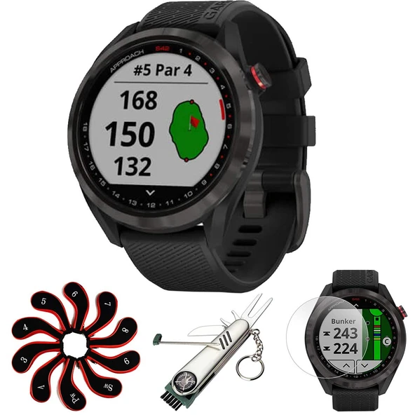 Garmin 010-02572-10 Yaklaşım S42 GPS Golf Watch, Deco Essential Ekran Koruyucu 2Pack + 7in-1 Multi-Function Golf Tool + Rollsed Golf Iron Head Covers Setleri ürün görseli 1
