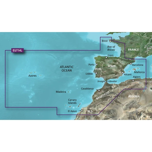 Garmin Bluechart G2 - HXEU714L - Iberian Peninsula Azores And Canaries - MicroSD/SD ürün görseli 1