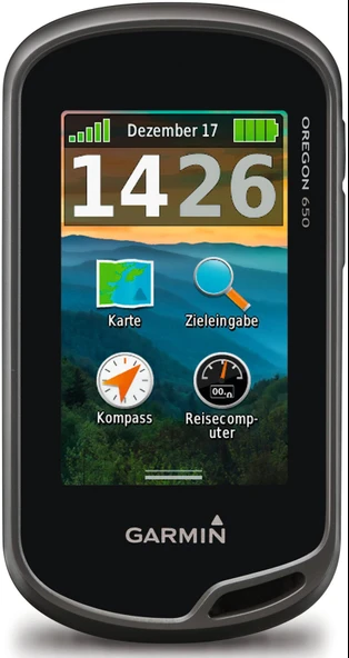 Sağlam 7,6 cm (3") dokunmatik ekrana, 8 MP kameraya, ANT+ ve Bluetooth üzerinden veri aktarımına ve 16 saate kadar pil ömrüne sahip Garmin Oregon 650 GPS el tipi cihaz. ürün görseli 1