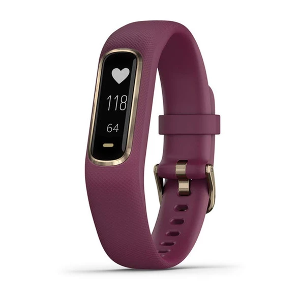 Garmin vivosmart 4, Activity and Fitness Tracker w/Pulse Ox ve Heart Rate Monitor, Gold with Berry Band ürün görseli 1