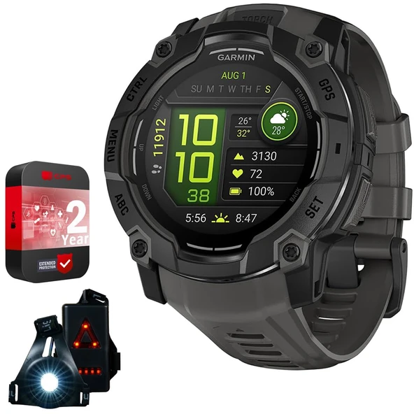 Garmin Instinct 3-50 mm Açık GPS Smartwatch, AMOLED, Black Band 010-03020 Sche with 2 YR CPS Geliştirilmiş Koruma Paketi & Deco Essentials Wearable Safety Light ürün görseli 1