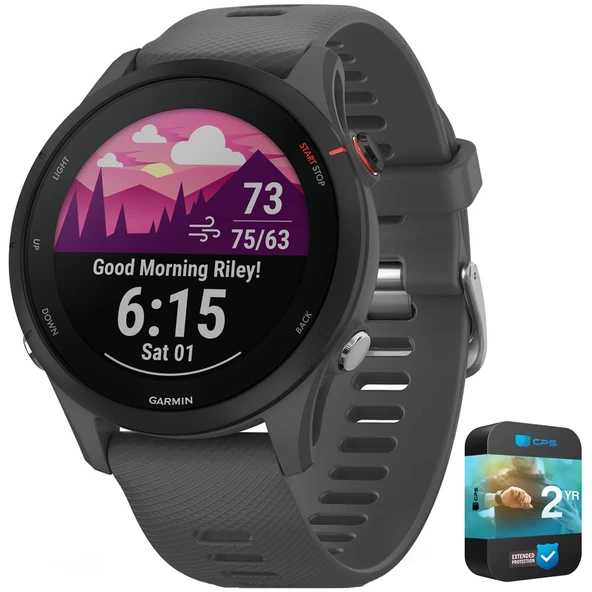 Garmin 010-02641-00 Forerunner 255 GPS Smartwatch Slate Gray | Resmi ABD Ortak Modeli | Sche with 2 YR CPS Geliştirilmiş Koruma Paketi ürün görseli 1