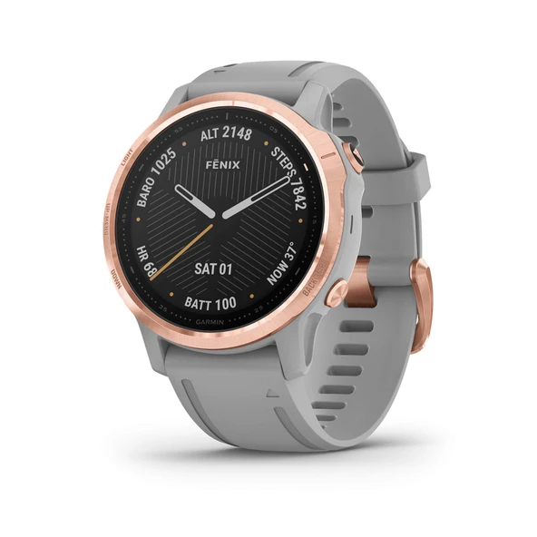 Garmin Fenix 6S Sapphire, Premium Multisport GPS Watch, Smaller-Sized, features Mapping, Music, Grade-Adjusted Pace Rehberlik ve Pulse Ox Sensörleri, Rose Gold with Gray Band ürün görseli 1