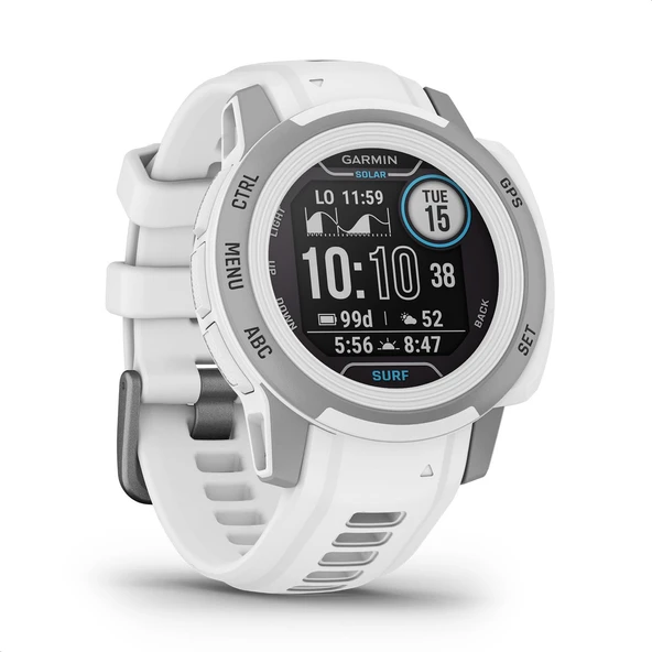 Garmin Instinct 2S Solar Surf – rüzgar veya uçurtma sörfü uygulaması, gelgit bilgisi, sörf hattı bağlantısı, 51 güne kadar pil ömrü, 40'tan fazla spor uygulaması içeren ince GPS akıllı saat ürün görseli 1