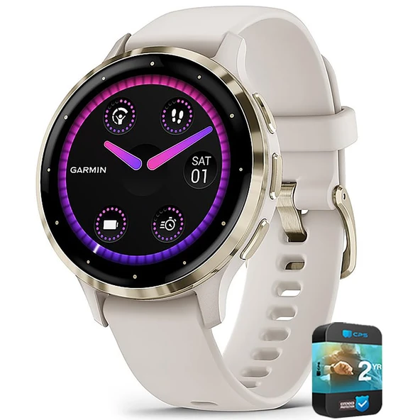 Garmin 010-N2785-04 Venu 3S Fitness GPS Smartwatch Gold Bezel with Ivory Case 41mm (Renewed) Sche with 2 YR CPS Geliştirilmiş Koruma Paketi ürün görseli 1