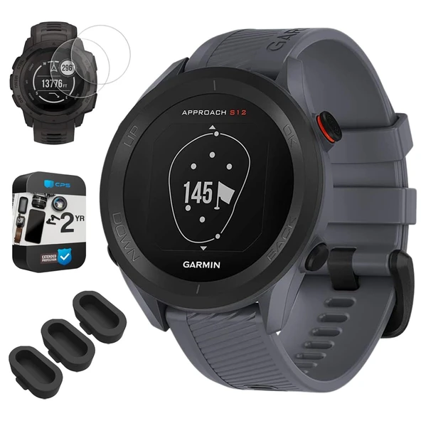 Garmin 010-02472-01 Approach S12 GPS Golf Watch with 42k + Preloaded Granit Blue Sche with Silikon Dust Cover 3 Pack, Ekran Koruyucu 2 Pack ve 2 YR CPS Geliştirilmiş Koruma Paketi ürün görseli 1