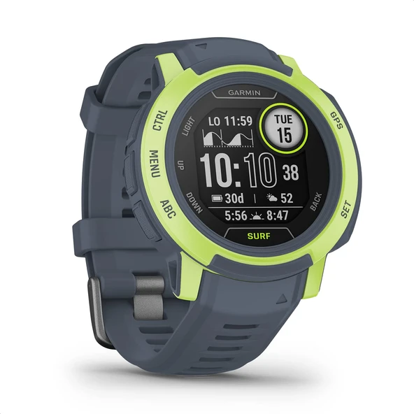 Garmin Instinct 2 Surf – rüzgar veya uçurtma sörfü uygulaması, gelgit bilgileri 28 güne kadar pil ömrü, 40'tan spor uygulaması, akıllı bildirimler içeren su geçirmez GPS akıllı saat ürün görseli 1