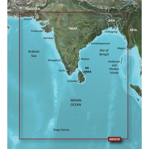Garmin Vaw003r Hint Sub Continent Bluechart G2 Vision ürün görseli 1