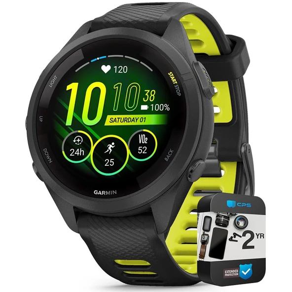 Garmin 010-02810-03 Forerunner 265S GPS Smartwatch Black/Amp Yellow Sche ile 2 YR CPS Geliştirilmiş Koruma Paketi ürün görseli 1