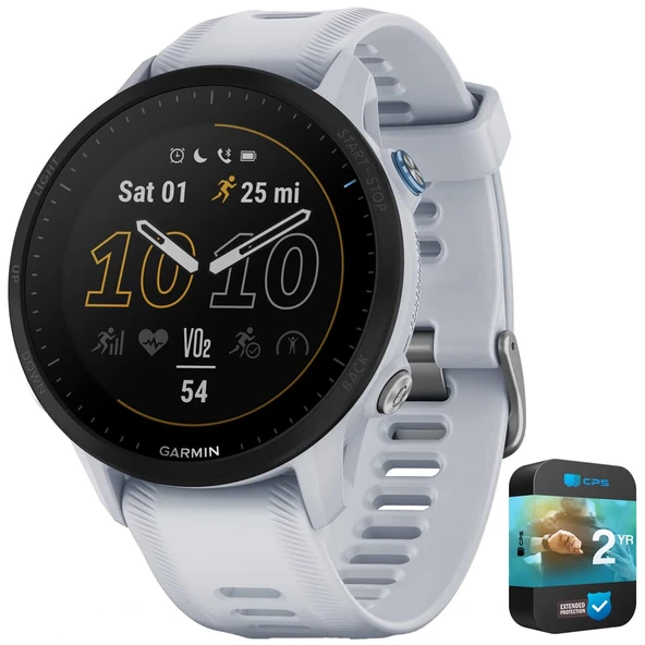 Garmin 010-02638-11 Forerunner 955 GPS Smartwatch Whitestone Sche ile 2 YR CPS Geliştirilmiş Koruma Paketi ürün görseli 1
