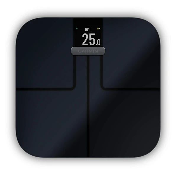 Garmin  Index S2 Akıllı Tartı - ağırlığı, ağırlık eğilimini, vücut yağ yüzdesini, kas kütlesini, BMI'yi ölçer. WiFi, GarminConnect uygulama bağlantısı ve 16 kişiye kadar ürün görseli 1