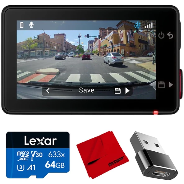Garmin Dash Cam X310 4K UHD Touch ekran, 140 derece FOV, Clarity Polarizer 010-02860-00 Sche with Lexar 64GB Memory Card, Deco Essential Converter ve Microfiber Temizlik Kumaşı Kumaşı ürün görseli 1