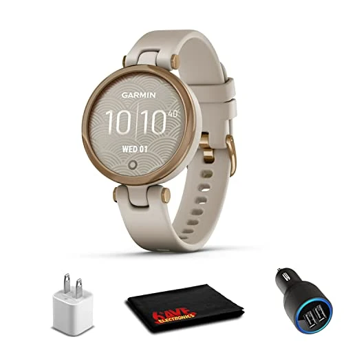 Garmin Lily Sport-Rose Gold/Light Sand + USB Car/Wall Adaptör + 6Ave Fiber Kumaş (010-02) ürün görseli 1