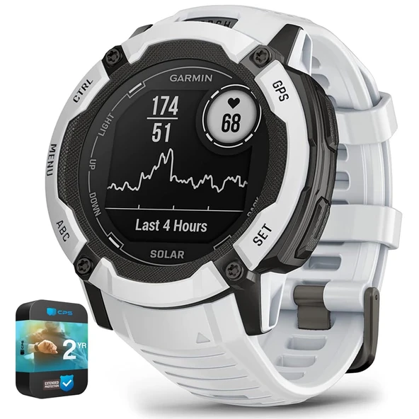 Garmin 010-02805-14 Instinct 2X Solar Rugged GPS Smartwatch Whitestone Sche with 2 YR CPS Geliştirilmiş Koruma Paketi ürün görseli 1