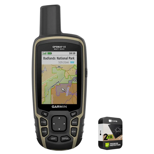 Garmin 010-02451-00 GPSMAP 65 El Açık GPS Navigator Multi-Band/Multi-GNSSSS Log with Premium 2YR CPS Geliştirilmiş Koruma Paketi ürün görseli 1