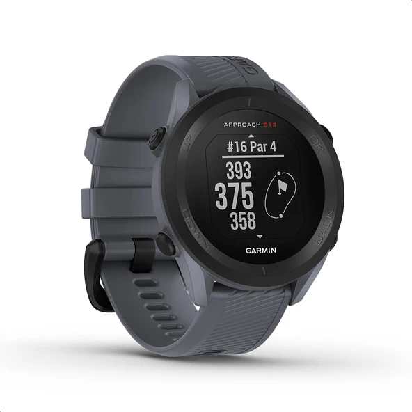 Garmin Approach S12 - 42.000 golf sahasında atış mesafesi ölçümü ve sahalara/engellere olan mesafe bilgilerine sahip GPS golf saati. Kolay kullanımlı 1,3" ekran ürün görseli 1