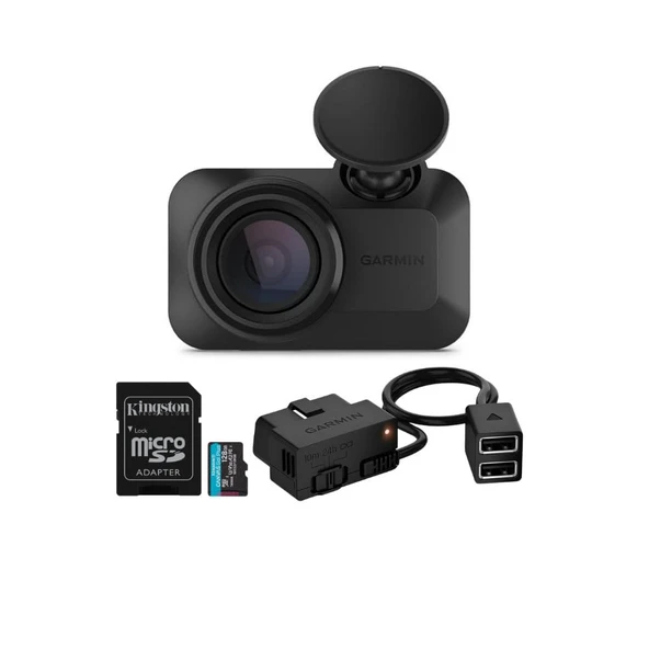 Garmin Dash Cam Mini 3 Ultra-Compact 1080p Camera with 140-Degree Field of View (Black) Sche with Garmin Constant Power Cable for Dash Cams (Black) and 128GB MicroSDXC Memory Card (3 Madde) ürün görseli 1
